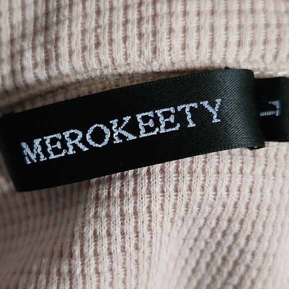 Merokeety Waffle Knit V-neck Collared Relaxed Fit Cropped Sweatshirt, L - Picture 7 of 10